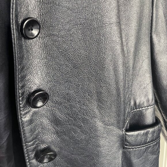 Vintage Black Leather Blazer: 90s Retro Jacket - Picture 6 of 11